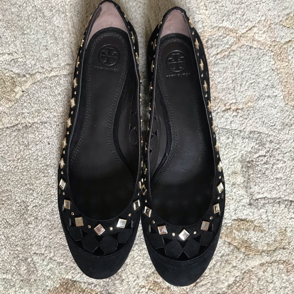Tory Burch Black suede flats 10.5